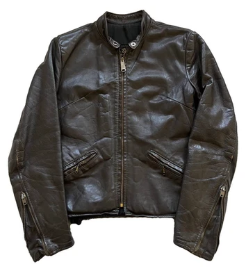 Винтажный коричневый 1960-х/70-х Brooks кожи кафе гонщик стиль мотоцикла кожаная куртка - Изображение 1 из 4