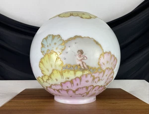 8" Firmado BACCARAT Antiguo De Colección Bola de Vidrio Lámpara de Aceite Pantalla Globo GWTW 4" Ajuste Querubín - Imagen 1 de 24