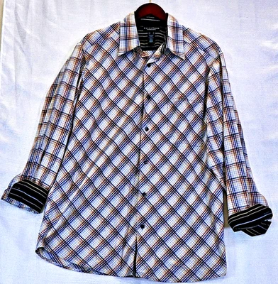 Crazy Horse Liz Claiborne Mens XL Shirt Diagonal Plaid Button Up Flip Cuff NWOT - Image 1 of 4
