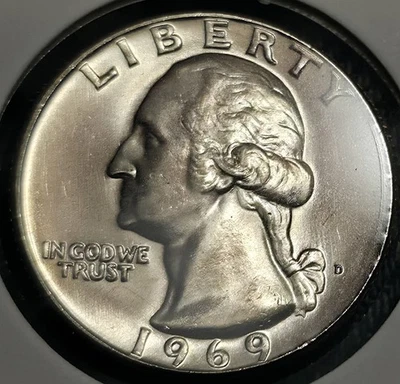 Cuarto Washington 1969-D ¡¡¡Absolutamente impresionante D/D!!! Gem BU!!! Foto 1 de 4