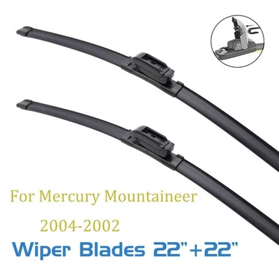 2 escobillas limpiaparabrisas para Mercury Mountaineer 2004-2002 gancho en J delantero 22" 22" Foto 1 de 4