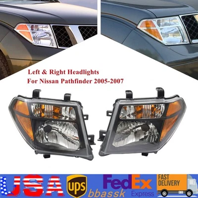 For 2005-2007 Nissan Pathfinder Left & Right Headlights Headlamps Pair Halogen - Imagem 1 de 4