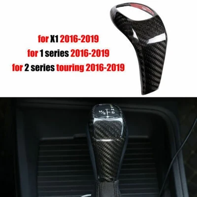 Cubierta de perilla de cambio de palanca de cambios de fibra de carbono real apta para BMW X1 F48 2016-19 Foto 1 de 4