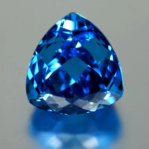 28,64 ct ottimo taglio trilione (17 x 16 mm) Brasile pietra preziosa topazio blu svizzero - Foto 1 di 2