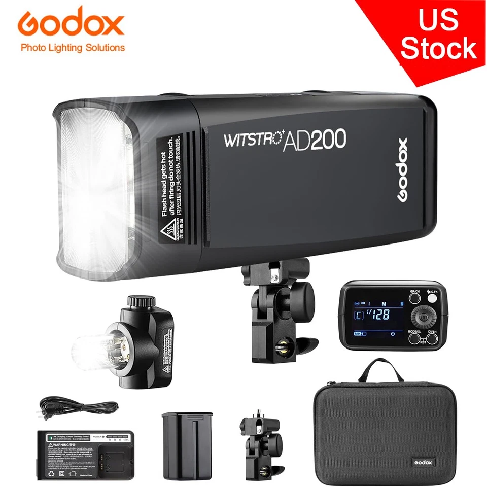 US Godox AD200 Strobe Flash 200W with Bare Bulb Outdoor Speedlite Pocket Flash - Image 1 of 4
