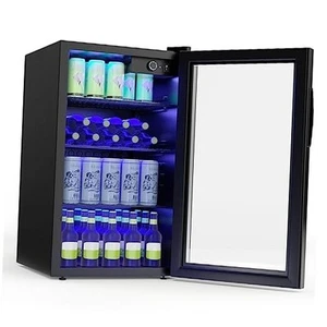 Frigorifero per bevande, 120 lattine centro bevande con porta in vetro e - Foto 1 di 8