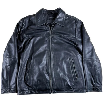 Perry Ellis Portfolio Lambskin Leather Jacket Black - Large - Image 1 of 4