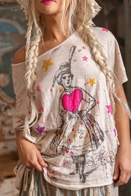 💕 NUEVO CON ETIQUETAS MAGNOLIA PEARL Little Star of You Jersey de algodón corte novio Top 2151 💕 Foto 1 de 4