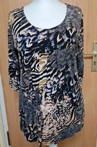 DamenShirt 46 Halbarm Mustermix Beige/grau/schwarz Vorderpasse,eingelegte Falten - Bild 1 von 6