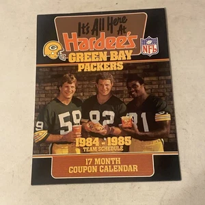 Calendario vintage Hardee's GREEN BAY PACKERS 17 mesi completo con coupon 84-85 - Foto 1 di 6