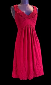 Mini Vestido y2k Baddie mmm Rojo Babydoll Top Calado Longline Pequeño Lovecore Solero - Imagen 1 de 7