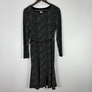 Jones New York Dress Womens 6 Black White Polka Dot Belted Preppy Quiet Luxury - Picture 1 of 6
