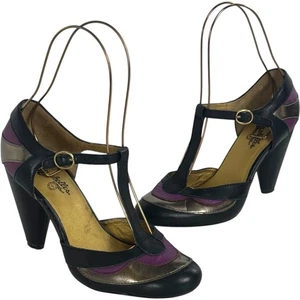 Seychelles Veronica Pelle T-Strap Spectator Pump Nero Retro Pinup Donna 8 - Foto 1 di 15