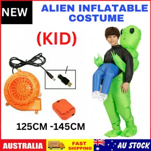 New Scary Halloween Green Alien Inflatable Kid Costume Blow Up Suits Party Dress - Picture 1 of 8