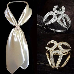 Women Fashion Silk Scarf Girls Clips Scarf Rings Scarves Buckle Jewellery Wrap - Picture 1 of 8