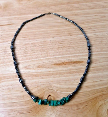  Collar PIEDRA MALAQUITA Y HEMATITA 21" Foto 1 de 3