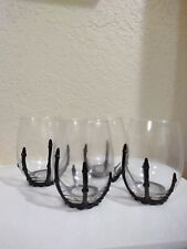 4) Halloween Glass Skeleton Bone Cocktail Wine Glasses NEW Gothic Cups