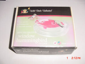 Mini Decorative Window Hummingbird Feeder - 2 Ports - New