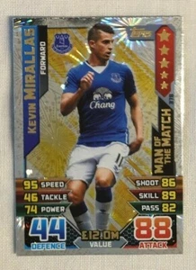 2015/2016 Topps Match Attax Kevin Mirallas Man of the Match Card 378 Everton - Picture 1 of 2