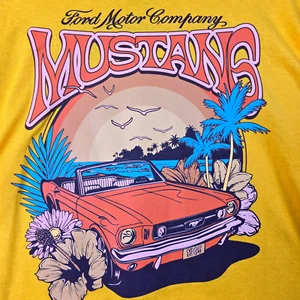 Ford Mustang Shirt MENS XL Yellow Car Retro Lightweight Beach LONG SLEEVE NWT - Picture 1 of 11