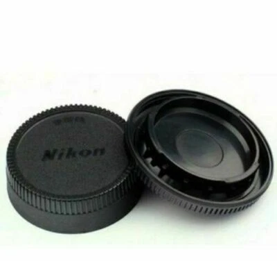 Body Front + Rear Lens Cover For Nikon AF AF-S Lens DSLR SLR BLACK Camera-UK - Image 1 of 4