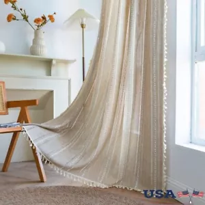 Boho Curtain 52x84 Light Filtering Tassels Geometric Window Drape Home Decor New - Picture 1 of 10