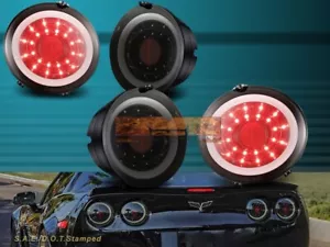 FIT FOR CHEVROLET CORVETTE 2005-2013 L.E.D. TAIL LIGHTS EURO JET BLACK 4PCS - Picture 1 of 5