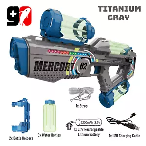 High Power Electric Water Gun 25-32Ft Range- Lights & Sounds 3 Reservoirs Gray - Picture 1 of 4