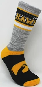 Iowa Hawkeyes NCAA FBF For Bare Feet Double Deuce Gray Knit Crew Socks *Medium - Picture 1 of 5