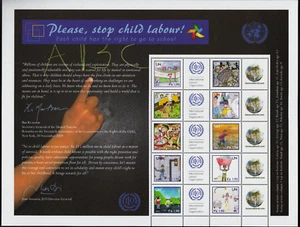 1) UNO Genf 2010 Mi 725-734 S39 postfrisch ** GRUSSMARKEN Bogen geg Kinderarbeit - Bild 1 von 4