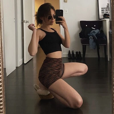 Pantalones Cortos de Ciclismo We Own The Night/Topshop Monograma Nuevos con Etiquetas Marrón Talla 6 Minorista $26 Foto 1 de 4