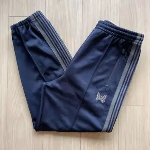 NEEDLES 21AW Track Pants Zipped Navy x Gray JO226 Size-XS Used - Picture 1 of 3