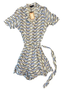 FRNCH Paris Michelle Jumpsuit XS Blue Striped Sleeveless Belted NWT - Picture 1 of 10