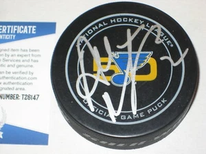 AL MacINNIS Signed St. Louis BLUES 50th Anniv Official GAME Puck w/ Beckett COA - Picture 1 of 1
