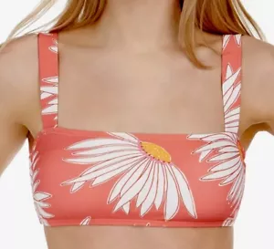 KATE SPADE Floral Printed Square Neck Lychee Coral White Swim Top NEW Womens M - Picture 1 of 7