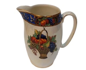 Porcelain Fruit Basket Water/ Drink Jug Pitcher Made In England 7.5 Inch Tall - Picture 1 of 8