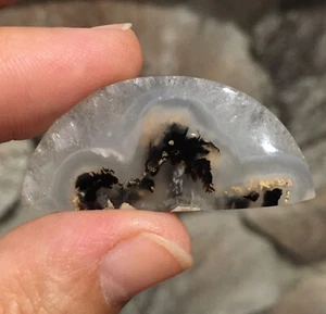 40.8x19x5.8mm Dendrite Plume Agate Cabochon Picture Stone - Picture 1 of 12