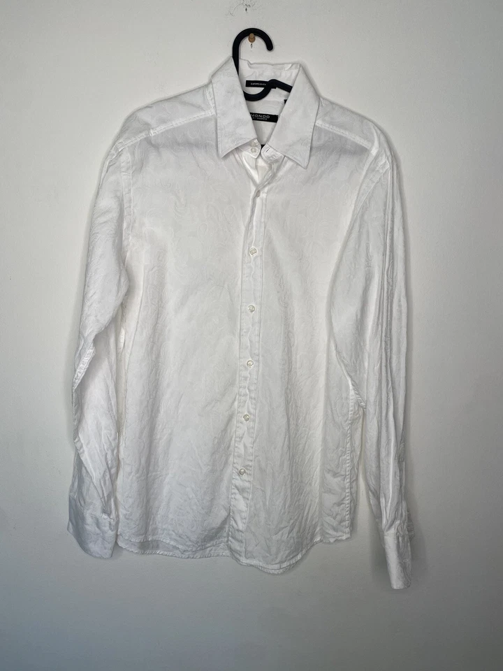Mondo di Marco Blanco Paisley Botón Delantero Camisa Hombre L Foto 1 de 4