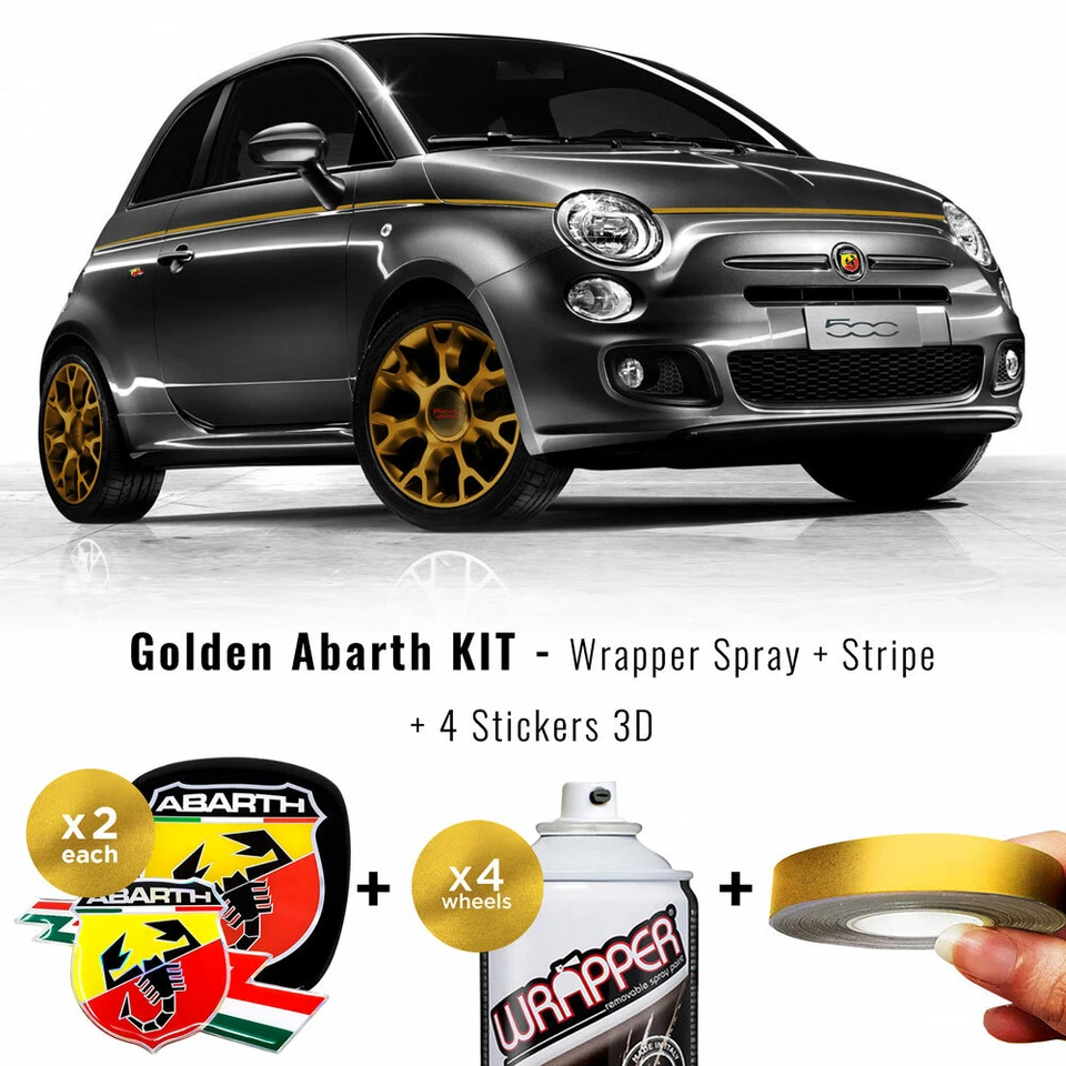 Kit Adhesivo Réplica Abarth Para Fiat 500, Oro - Imagen 1 de 4