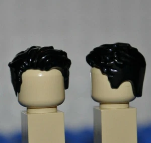 LEGO PARTS - 1X MINIFIGURE BLACK WIG/HAIR PIECE/MALE/BOY/SWEPT LEFT/TOUSLED A4 - Picture 1 of 1