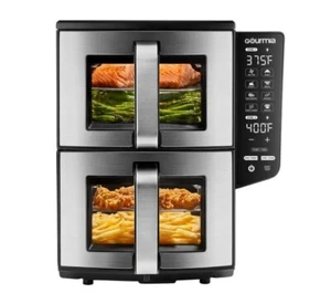 Gourmia 11-Qt Dual Basket Air Fryer, Smart Finish, 4-Layer, Black - Picture 1 of 11