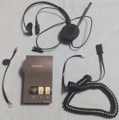  Plantronics Vista M22 Universal Audio Processor amplifier with matching headset - Image 1 of 4