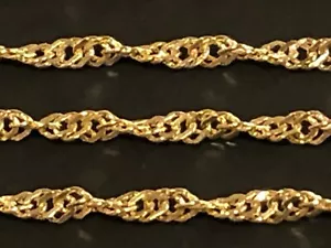 "Collana Torta Oro Giallo Solido 14K 2,15 mm Catena Singapore Taglio Diamante 16-24"" - Foto 1 di 5