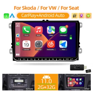 Autoradio DAB 9" Android 11 Carplay per VW GOLF 5 6 Passat Polo T5 Touran 2+32GB - Foto 1 di 12