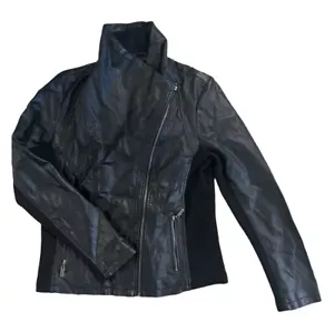 Mossimo Black Faux Leather Moto Jacket - Size Large - Picture 1 of 3