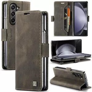 Samsung Galaxy Z Fold 5 Case Wallet Leather Card Slots Defender RFID Cover - Picture 1 of 8