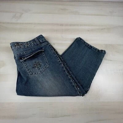 Pantalones de mezclilla Baccini para mujer 14 tachuelas de tiro medio con solapa bolsillos Foto 1 de 4