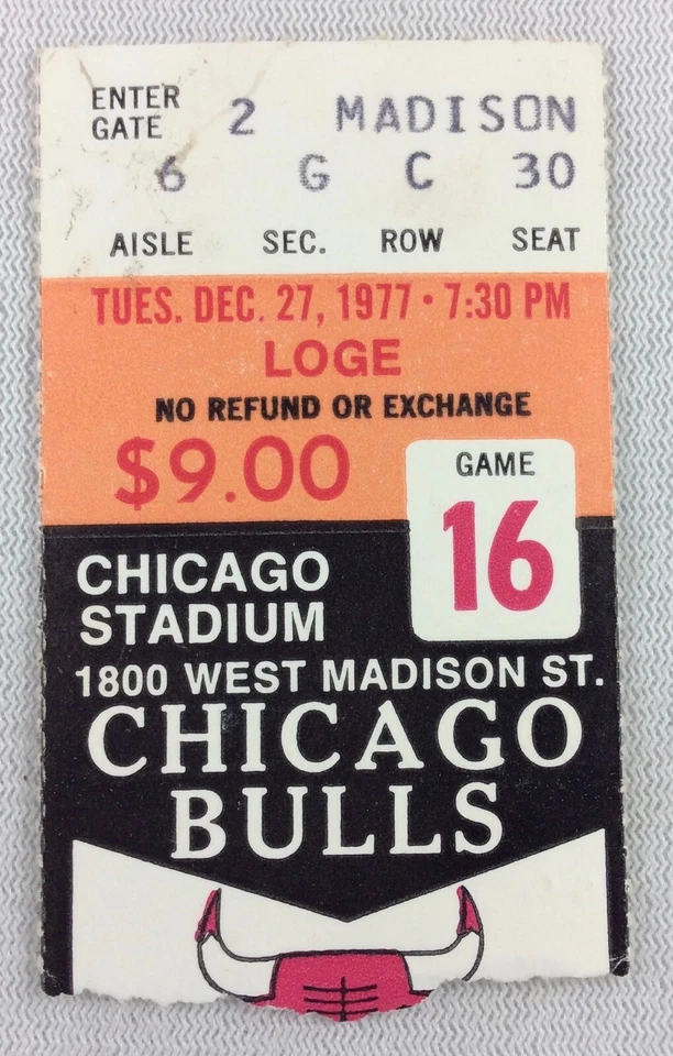 Boleto de la NBA 1977 27/12 Portland at Chicago Bulls-Maurice Lucas, Bill Walton Foto 1 de 1