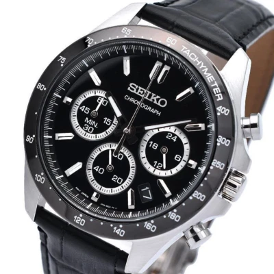 Seiko Spirit Black Dial Leather Band Chronograph Men's Watch SBTR021 - Image 1 of 4