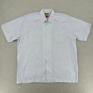 San Cristobal Guayabera Hemd Herren XL blau micro kariert S/S Taschen Knopfleiste - Bild 1 von 11